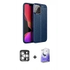 MARSİLYAN™- iPhone 15 Pro Max Kılıf Doruk Klasik Özel Seri - Siyah Bilvis 5in1 5D Magic Hayalet Cam Ekran Koruyucu + PVD Metal Kamera Lens - GS