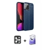 MARSİLYAN™- iPhone 15 Pro Max Kılıf Doruk Klasik Özel Seri - Siyah Bilvis 5in1 5D Magic Hayalet Cam Ekran Koruyucu + PVD Metal Kamera Lens - LT