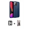 MARSİLYAN™- iPhone 15 Pro Max Kılıf Doruk Klasik Özel Seri - Siyah Bilvis Hayalet Cam Ekran Koruyucu + PVD Metal Kamera Lens - GS