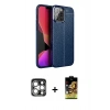 MARSİLYAN™- iPhone 15 Pro Max Kılıf Doruk Klasik Özel Seri - Siyah Buffer Cam Ekran Koruyucu + PVD Metal Kamera Lens - GS