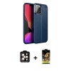 MARSİLYAN™- iPhone 15 Pro Max Kılıf Doruk Klasik Özel Seri - Siyah Buffer Cam Ekran Koruyucu + PVD Metal Kamera Lens - TU
