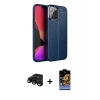 MARSİLYAN™- iPhone 15 Pro Max Kılıf Doruk Klasik Özel Seri - Siyah Buffer Hayalet Cam Ekran Koruyucu + Raze Metal Kamera Lens - SH
