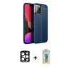 MARSİLYAN™- iPhone 15 Pro Max Kılıf Doruk Klasik Özel Seri - Siyah Polymer Nano Ekran Koruyucu + PVD Metal Kamera Lens - LT