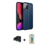 MARSİLYAN™- iPhone 15 Pro Max Kılıf Doruk Klasik Özel Seri - Siyah Polymer Nano Ekran Koruyucu + Raze Metal Kamera Lens - LT