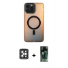 MARSİLYAN™- iPhone 15 Pro Max Kılıf Doruk Klasik Prime - Siyah 360 Mat Full Body Arka Koruyucu + PVD Metal Kamera Lens - GI