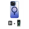 MARSİLYAN™- iPhone 15 Pro Max Kılıf Doruk Klasik Prime - Siyah 360 Mat Full Body Arka Koruyucu + PVD Metal Kamera Lens - GI