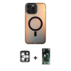 MARSİLYAN™- iPhone 15 Pro Max Kılıf Doruk Klasik Prime - Siyah 360 Mat Full Body Arka Koruyucu + PVD Metal Kamera Lens - GS