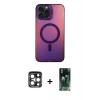 MARSİLYAN™- iPhone 15 Pro Max Kılıf Doruk Klasik Prime - Siyah 360 Mat Full Body Arka Koruyucu + PVD Metal Kamera Lens - LT