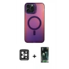 MARSİLYAN™- iPhone 15 Pro Max Kılıf Doruk Klasik Prime - Siyah 360 Mat Full Body Arka Koruyucu + PVD Metal Kamera Lens - SH