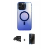 MARSİLYAN™- iPhone 15 Pro Max Kılıf Doruk Klasik Prime - Siyah 3D Antistatik Hayalet Cam Ekran Koruyucu + Raze Metal Kamera Lens - GS