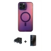 MARSİLYAN™- iPhone 15 Pro Max Kılıf Doruk Klasik Prime - Siyah 3D Antistatik Hayalet Cam Ekran Koruyucu + Raze Metal Kamera Lens - LT