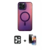 MARSİLYAN™- iPhone 15 Pro Max Kılıf Doruk Klasik Prime - Siyah 3D Antistatik Mat Seramik Nano Ekran Koruyucu + PVD Metal Kamera Lens - LT