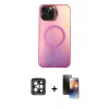 MARSİLYAN™- iPhone 15 Pro Max Kılıf Doruk Klasik Prime - Siyah 3D Antistatik Mat Seramik Nano Ekran Koruyucu + PVD Metal Kamera Lens - GI