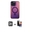 MARSİLYAN™- iPhone 15 Pro Max Kılıf Doruk Klasik Prime - Siyah 3D Antistatik Mat Seramik Nano Ekran Koruyucu + Siyah PVD Metal Kamera Lens