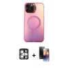 MARSİLYAN™- iPhone 15 Pro Max Kılıf Doruk Klasik Prime - Siyah 3D Antistatik Mat Seramik Nano Ekran Koruyucu + PVD Metal Kamera Lens - GS