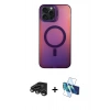 MARSİLYAN™- iPhone 15 Pro Max Kılıf Doruk Klasik Prime - Siyah 3D Antistatik Seramik Nano Ekran Koruyucu + Raze Metal Kamera Lens - TMGI