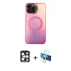 MARSİLYAN™- iPhone 15 Pro Max Kılıf Doruk Klasik Prime - Siyah 3D Antistatik Seramik Nano Ekran Koruyucu + PVD Metal Kamera Lens - LT