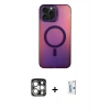MARSİLYAN™- iPhone 15 Pro Max Kılıf Doruk Klasik Prime - Siyah Bilvis 0.18mm Plus Cam Ekran Koruyucu + PVD Metal Kamera Lens - GS