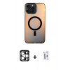 MARSİLYAN™- iPhone 15 Pro Max Kılıf Doruk Klasik Prime - Siyah Bilvis 0.18mm Plus Cam Ekran Koruyucu + PVD Metal Kamera Lens - GS