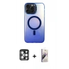 MARSİLYAN™- iPhone 15 Pro Max Kılıf Doruk Klasik Prime - Siyah Bilvis 3D Mat Cam Ekran Koruyucu + PVD Metal Kamera Lens - LT