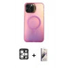 MARSİLYAN™- iPhone 15 Pro Max Kılıf Doruk Klasik Prime - Siyah Bilvis 3D Mat Cam Ekran Koruyucu + PVD Metal Kamera Lens - GS