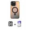 MARSİLYAN™- iPhone 15 Pro Max Kılıf Doruk Klasik Prime - Siyah Bilvis 5in1 3D Magic Cam Ekran Koruyucu + PVD Metal Kamera Lens - LT