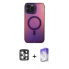 MARSİLYAN™- iPhone 15 Pro Max Kılıf Doruk Klasik Prime - Siyah Bilvis 5in1 3D Magic Cam Ekran Koruyucu + PVD Metal Kamera Lens - LT