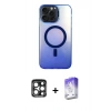 MARSİLYAN™- iPhone 15 Pro Max Kılıf Doruk Klasik Prime - Siyah Bilvis 5in1 3D Magic Cam Ekran Koruyucu + PVD Metal Kamera Lens - LT