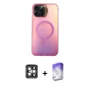 MARSİLYAN™- iPhone 15 Pro Max Kılıf Doruk Klasik Prime - Siyah Bilvis 5in1 3D Magic Cam Ekran Koruyucu + PVD Metal Kamera Lens - GI