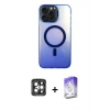 MARSİLYAN™- iPhone 15 Pro Max Kılıf Doruk Klasik Prime - Siyah Bilvis 5in1 3D Magic Cam Ekran Koruyucu + PVD Metal Kamera Lens - GI