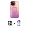 MARSİLYAN™- iPhone 15 Pro Max Kılıf Doruk Klasik Prime - Siyah Bilvis 5in1 3D Magic Cam Ekran Koruyucu + PVD Metal Kamera Lens - GS