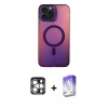 MARSİLYAN™- iPhone 15 Pro Max Kılıf Doruk Klasik Prime - Siyah Bilvis 5in1 3D Magic Cam Ekran Koruyucu + PVD Metal Kamera Lens - GS