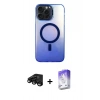 MARSİLYAN™- iPhone 15 Pro Max Kılıf Doruk Klasik Prime - Siyah Bilvis 5in1 3D Magic Cam Ekran Koruyucu + Raze Metal Kamera Lens - SH