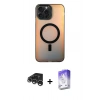 MARSİLYAN™- iPhone 15 Pro Max Kılıf Doruk Klasik Prime - Siyah Bilvis 5in1 3D Magic Cam Ekran Koruyucu + Raze Metal Kamera Lens - GS