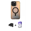 MARSİLYAN™- iPhone 15 Pro Max Kılıf Doruk Klasik Prime - Siyah Bilvis 5in1 3D Magic Cam Ekran Koruyucu + Raze Metal Kamera Lens - TMGI