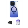 MARSİLYAN™- iPhone 15 Pro Max Kılıf Doruk Klasik Prime - Siyah Bilvis 5in1 3D Magic Cam Ekran Koruyucu + Titanyum Gri Raze Metal Kamera Lens