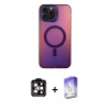 MARSİLYAN™- iPhone 15 Pro Max Kılıf Doruk Klasik Prime - Siyah Bilvis 5in1 3D Magic Cam Ekran Koruyucu + PVD Metal Kamera Lens - TU