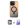 MARSİLYAN™- iPhone 15 Pro Max Kılıf Doruk Klasik Prime - Siyah Bilvis 5in1 5D Magic Hayalet Cam Ekran Koruyucu + PVD Metal Kamera Lens - GS
