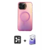 MARSİLYAN™- iPhone 15 Pro Max Kılıf Doruk Klasik Prime - Siyah Bilvis 5in1 5D Magic Hayalet Cam Ekran Koruyucu + PVD Metal Kamera Lens - SH