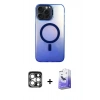 MARSİLYAN™- iPhone 15 Pro Max Kılıf Doruk Klasik Prime - Siyah Bilvis 5in1 5D Magic Hayalet Cam Ekran Koruyucu + PVD Metal Kamera Lens - GS