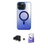 MARSİLYAN™- iPhone 15 Pro Max Kılıf Doruk Klasik Prime - Siyah Bilvis 5in1 5D Magic Hayalet Cam Ekran Koruyucu + Raze Metal Kamera Lens - SH