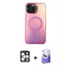 MARSİLYAN™- iPhone 15 Pro Max Kılıf Doruk Klasik Prime - Siyah Bilvis 5in1 5D Magic Hayalet Cam Ekran Koruyucu + PVD Metal Kamera Lens - GS