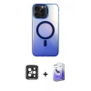 MARSİLYAN™- iPhone 15 Pro Max Kılıf Doruk Klasik Prime - Siyah Bilvis 5in1 5D Magic Hayalet Cam Ekran Koruyucu + PVD Metal Kamera Lens - SH