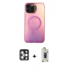 MARSİLYAN™- iPhone 15 Pro Max Kılıf Doruk Klasik Prime - Siyah Bilvis Hayalet Cam Ekran Koruyucu + PVD Metal Kamera Lens - LT