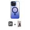 MARSİLYAN™- iPhone 15 Pro Max Kılıf Doruk Klasik Prime - Siyah Bilvis Hayalet Cam Ekran Koruyucu + PVD Metal Kamera Lens - SH