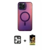 MARSİLYAN™- iPhone 15 Pro Max Kılıf Doruk Klasik Prime - Siyah Buffer Cam Ekran Koruyucu + PVD Metal Kamera Lens - GS
