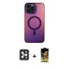 MARSİLYAN™- iPhone 15 Pro Max Kılıf Doruk Klasik Prime - Siyah Buffer Cam Ekran Koruyucu + PVD Metal Kamera Lens - SH