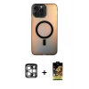 MARSİLYAN™- iPhone 15 Pro Max Kılıf Doruk Klasik Prime - Siyah Buffer Cam Ekran Koruyucu + PVD Metal Kamera Lens - GS