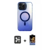 MARSİLYAN™- iPhone 15 Pro Max Kılıf Doruk Klasik Prime - Siyah Buffer Hayalet Cam Ekran Koruyucu + PVD Metal Kamera Lens - GI