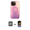 MARSİLYAN™- iPhone 15 Pro Max Kılıf Doruk Klasik Prime - Siyah Buffer Hayalet Cam Ekran Koruyucu + PVD Metal Kamera Lens - GI